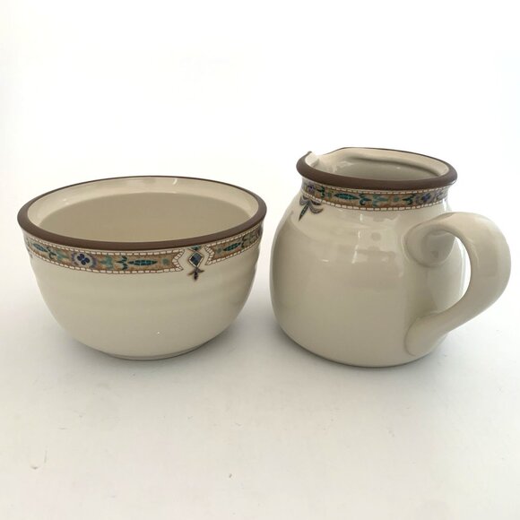 Noritake Chaparral 14 oz Creamer Pitcher and Open Sugar Bowl Stoneware 8482 - Picture 4 of 9